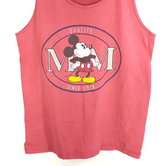 Vtg Disney Designs Mickey Mouse Graphic Tank Top Shirt Adult XL Faded Red 90s - Picture 2 of 10